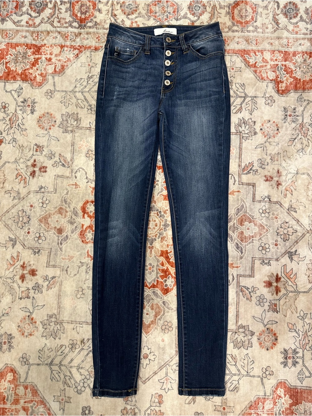 KanCan Dark Blue High-Rise Button-Fly Skinny Jeans